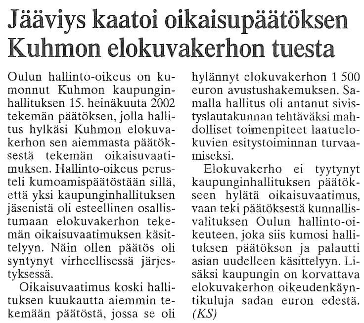 Kainuun Sanomat 14.6.2003